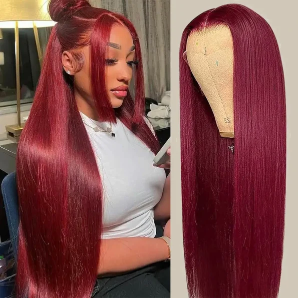 Straight 99j Lace Front Wigs