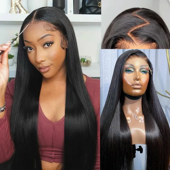 staight glueless wig